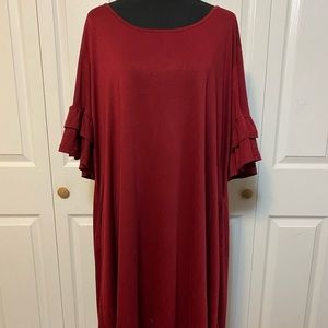 Nemidor (Amazon) Ruffle Sleeve Midi Dress - Wine Red